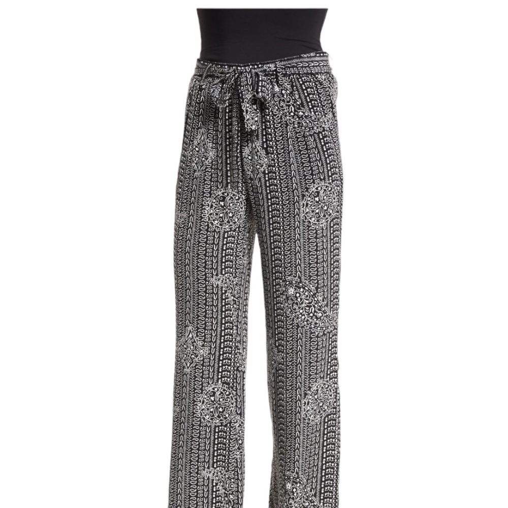 Joie Black Nurrin Print 100% Silk Pull On Pant Size XS